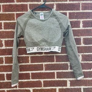 Gymshark Green Long Sleeve Crop Top Workout Top size Small